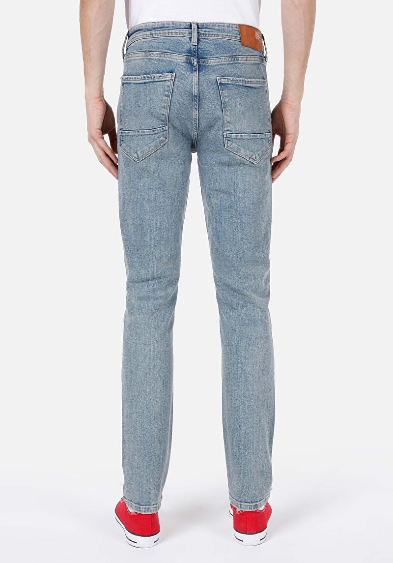 Straight Fit Düşük Bel Düz Paça Erkek İndigo Jean Pantolon