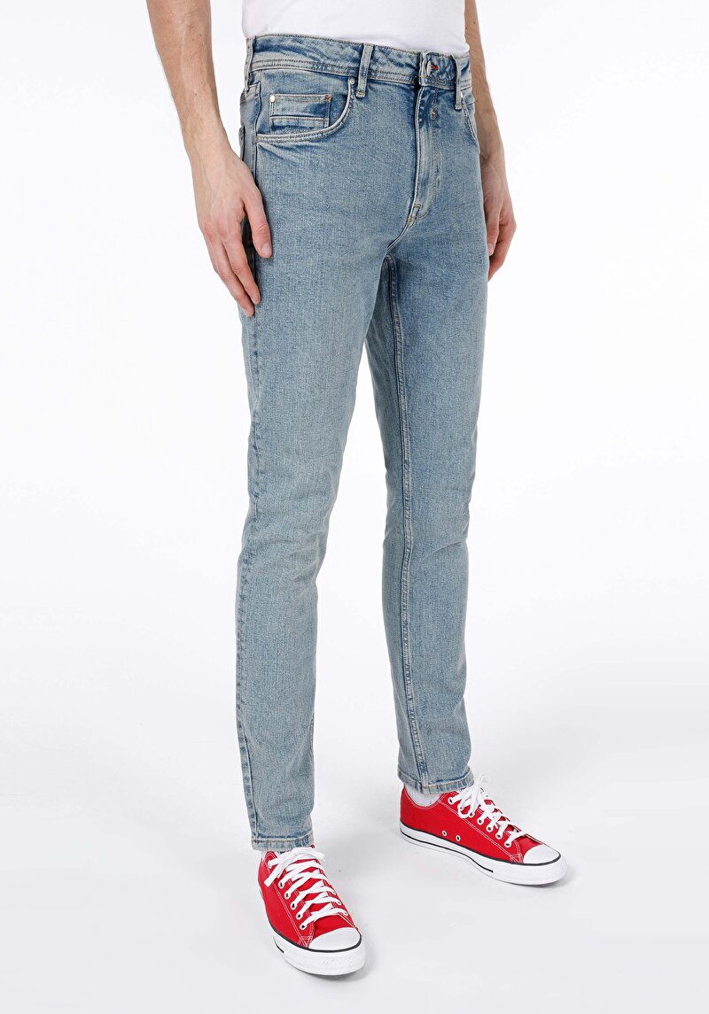 Straight Fit Düşük Bel Düz Paça Erkek İndigo Jean Pantolon