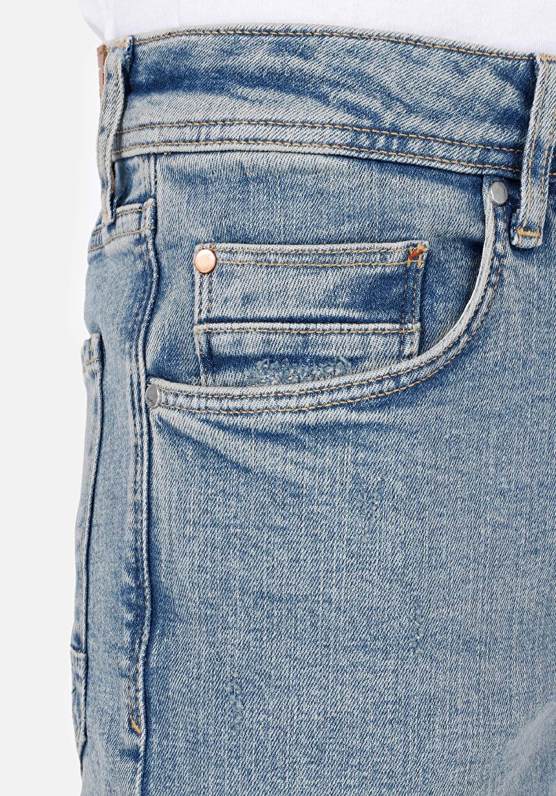Straight Fit Düşük Bel Düz Paça Erkek İndigo Jean Pantolon