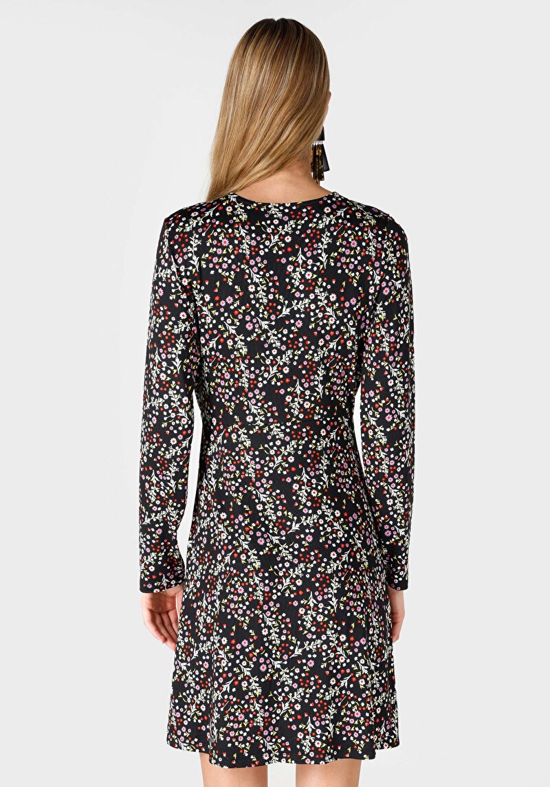 Regular Fit Örme Kadın Çok Renkli Uzun Kol Elbise