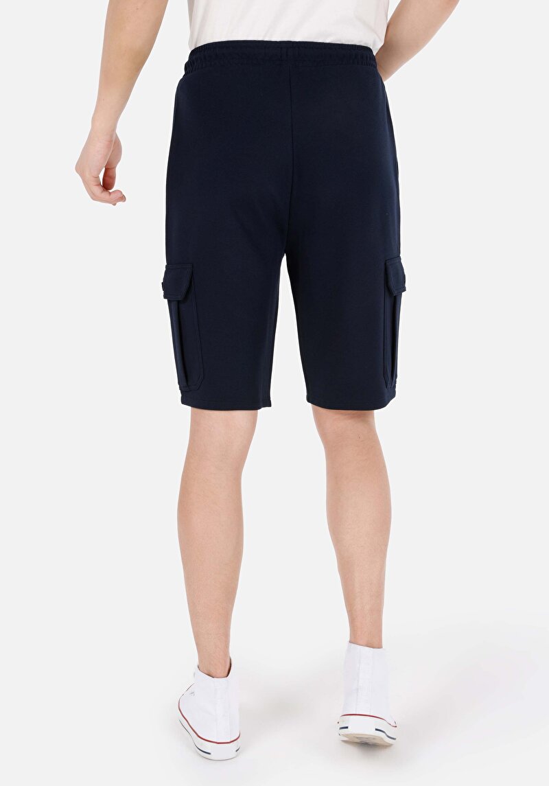 Slim Fit Orta Bel Düz Erkek Lacivert Şort