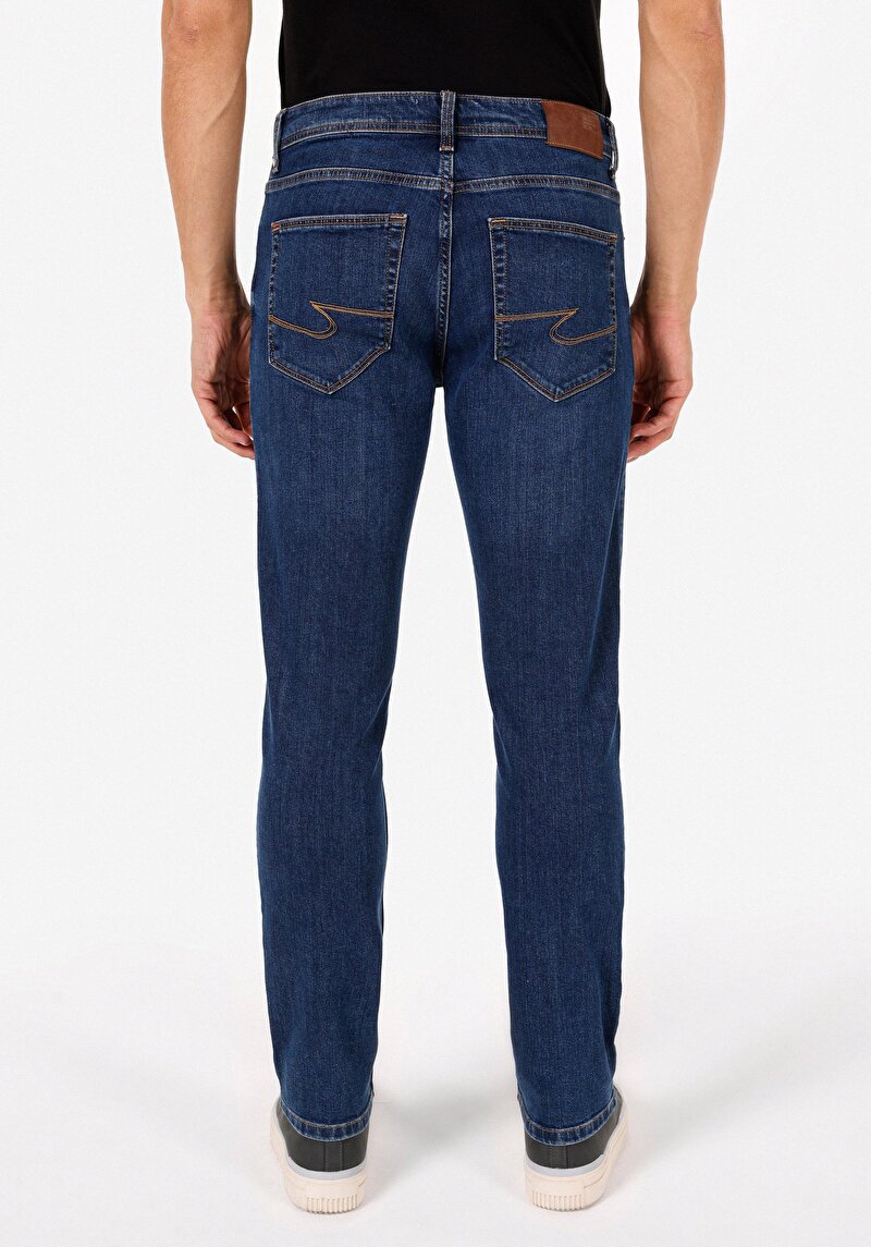 Straight Fit Erkek İndigo Jean Pantolon