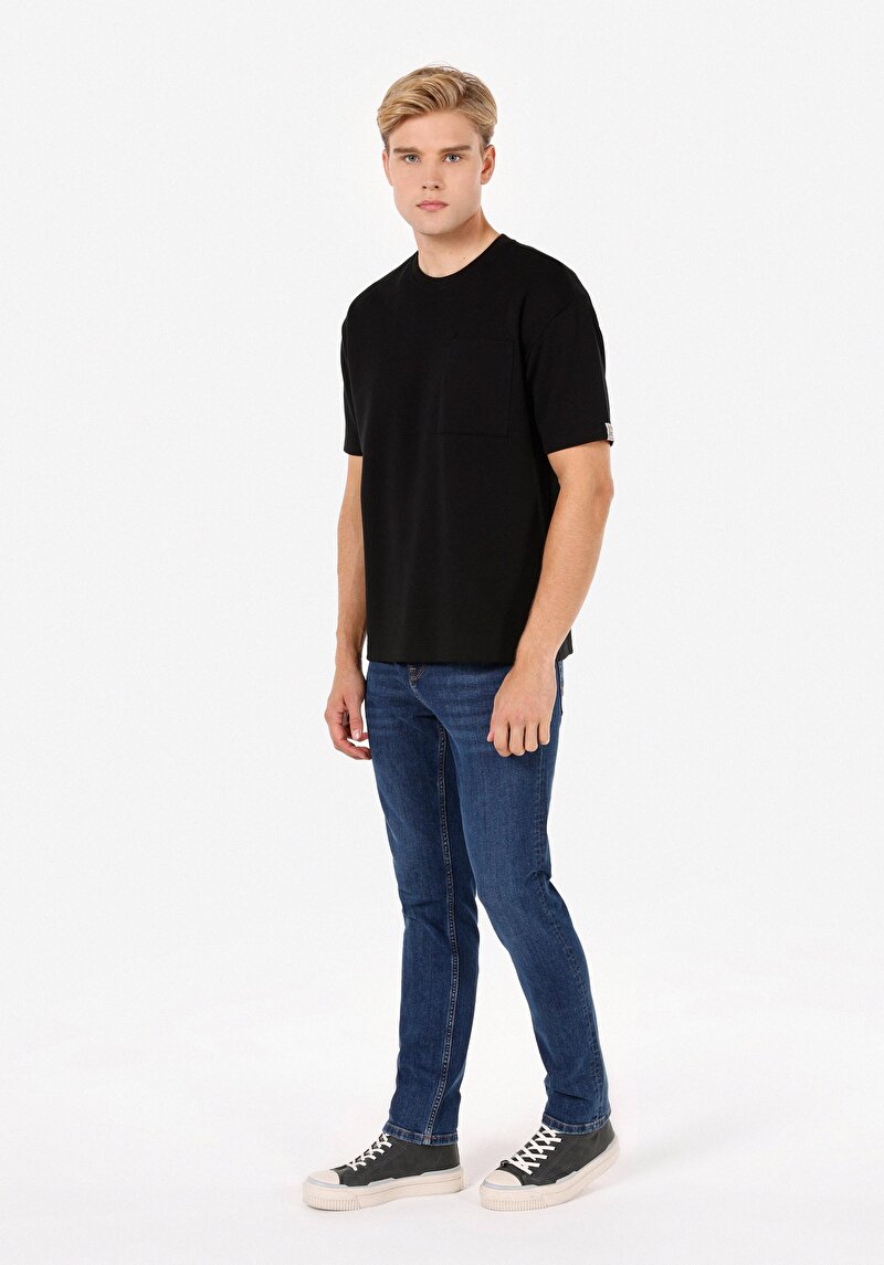 Straight Fit Erkek İndigo Jean Pantolon