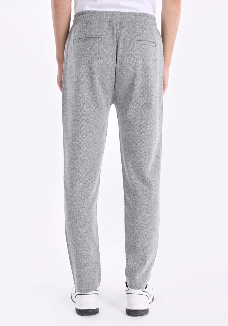 Slim Fit Orta Bel Düz Cepli Erkek Gri Eşofman Altı