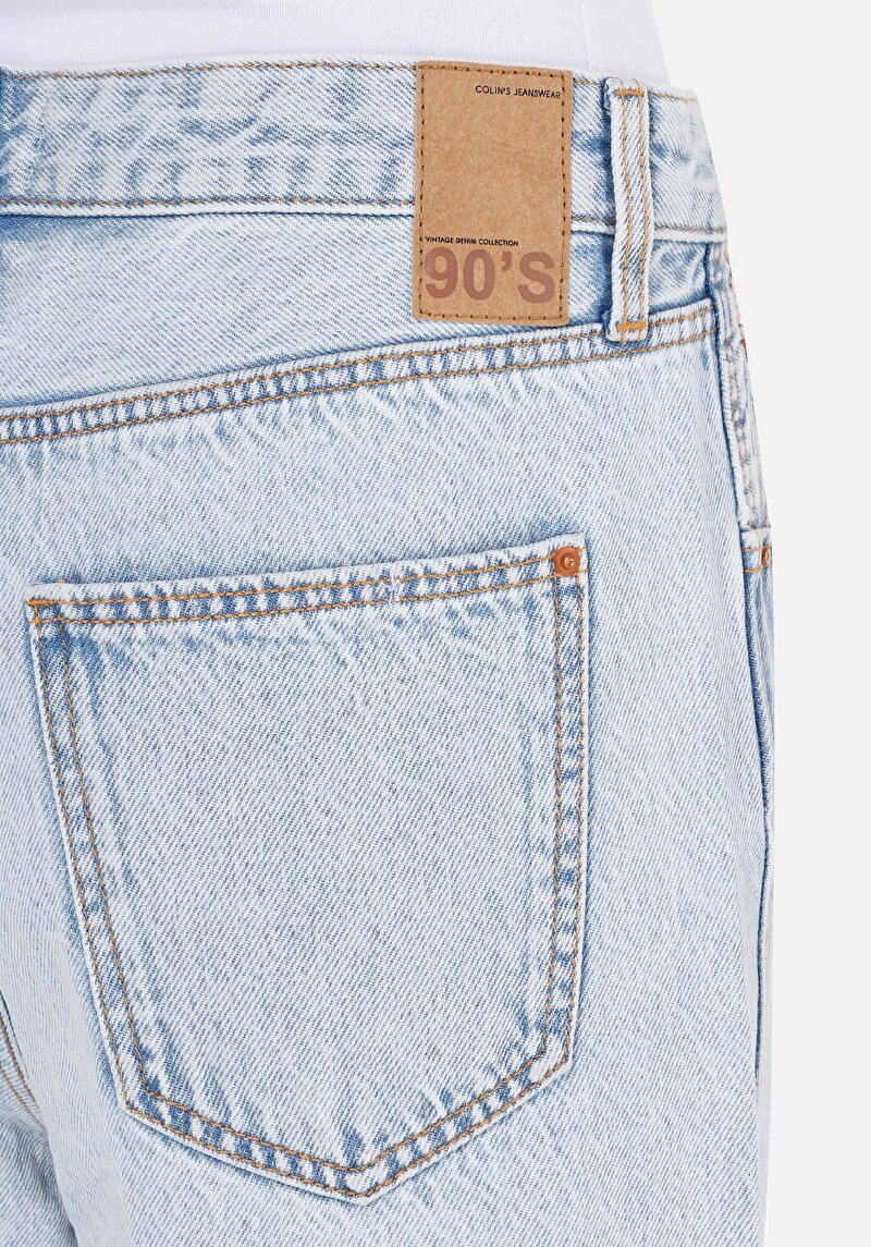 Wıde Fit Yüksek Bel  Kadın Denim Jean Şort