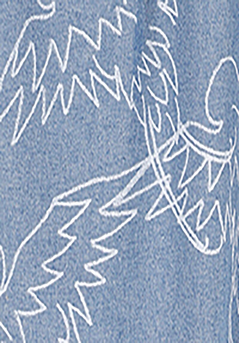 Regular Fit Shirt Neck Baskılı Erkek Mavi Kısa Kol Gömlek