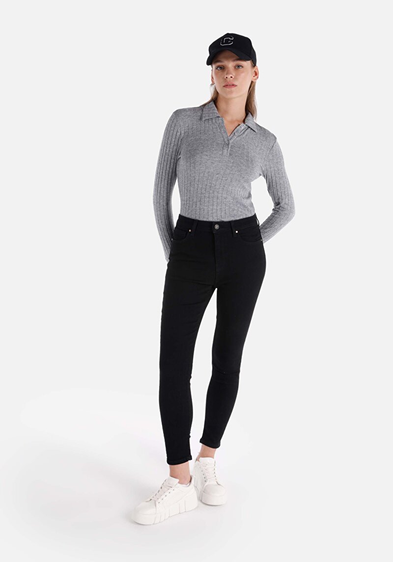 Skinny Fit Yüksek Bel Dar Paça Kadın Denim Jean Pantolon