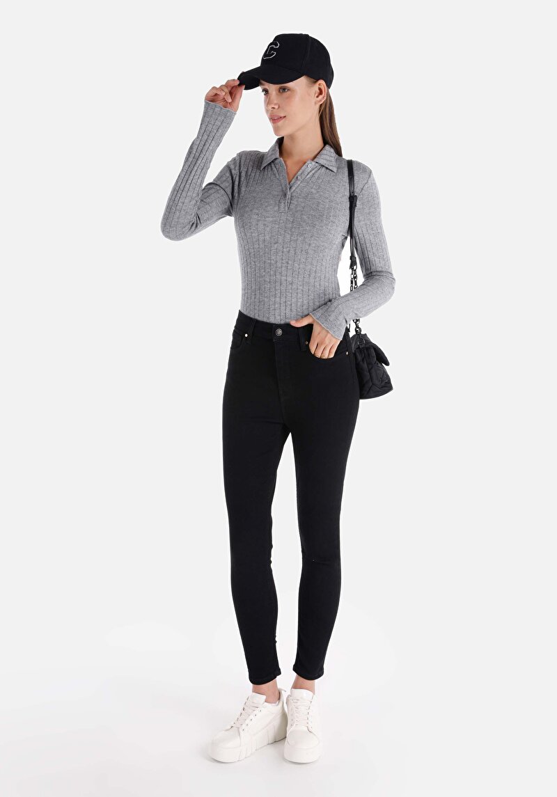 Skinny Fit Yüksek Bel Dar Paça Kadın Denim Jean Pantolon