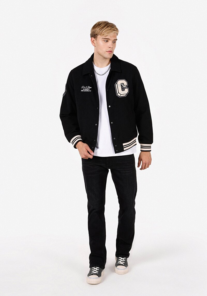 Regular Fit     Erkek Siyah Mont