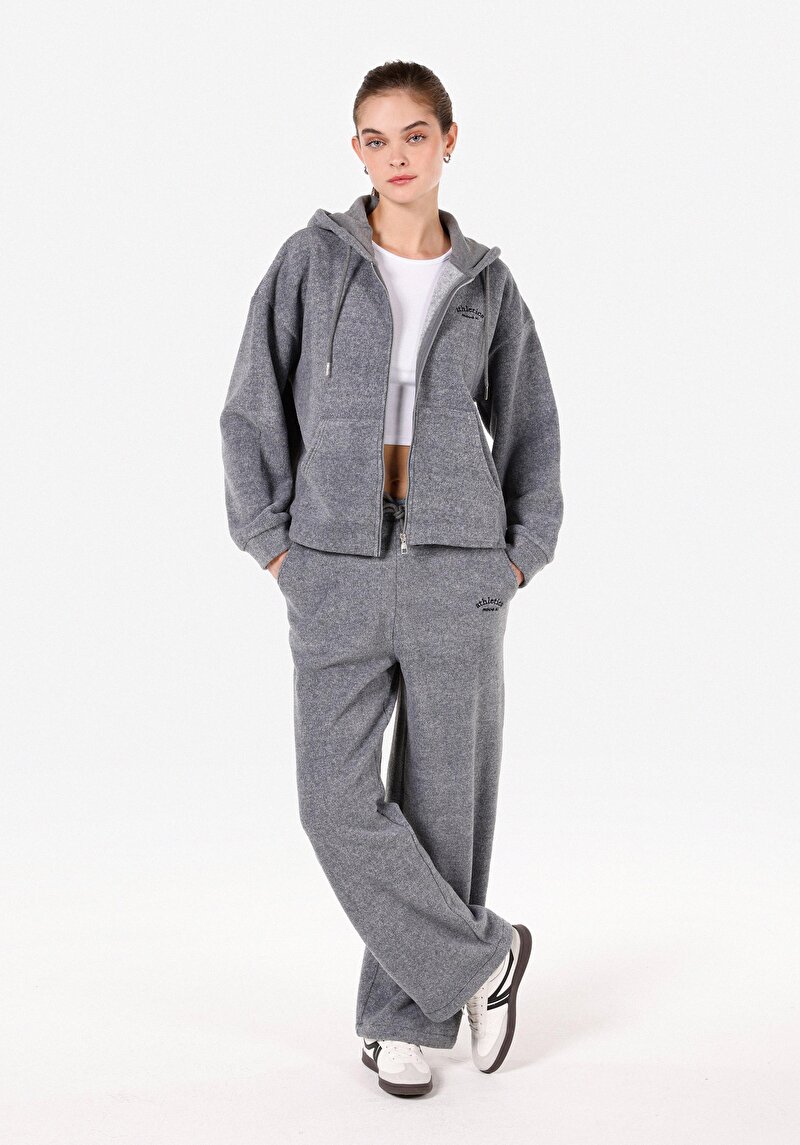 Regular Fit Kapüşonlu Kadın Gri Sweatshirt