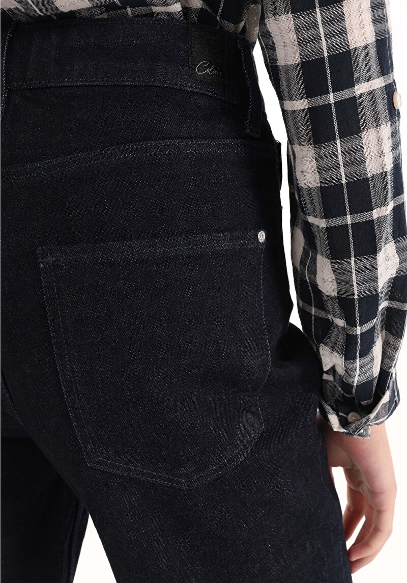 Straight Fit Yüksek Bel Düz Paça Kadın Denim Jean Pantolon
