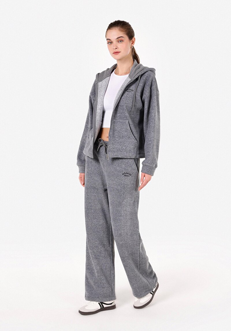 Regular Fit Orta Bel Kadın Gri Eşofman Altı