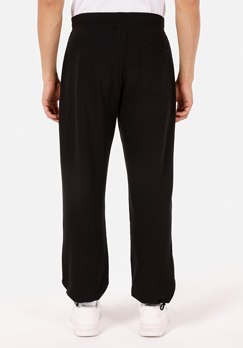Relaxed Fit Orta Bel Erkek Siyah Eşofman Altı