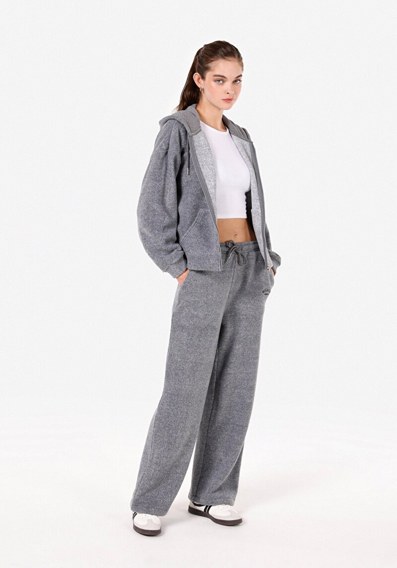 Regular Fit Orta Bel Kadın Gri Eşofman Altı