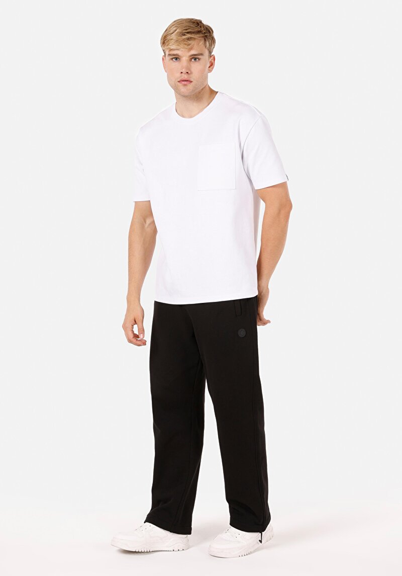 Relaxed Fit Orta Bel Erkek Siyah Eşofman Altı