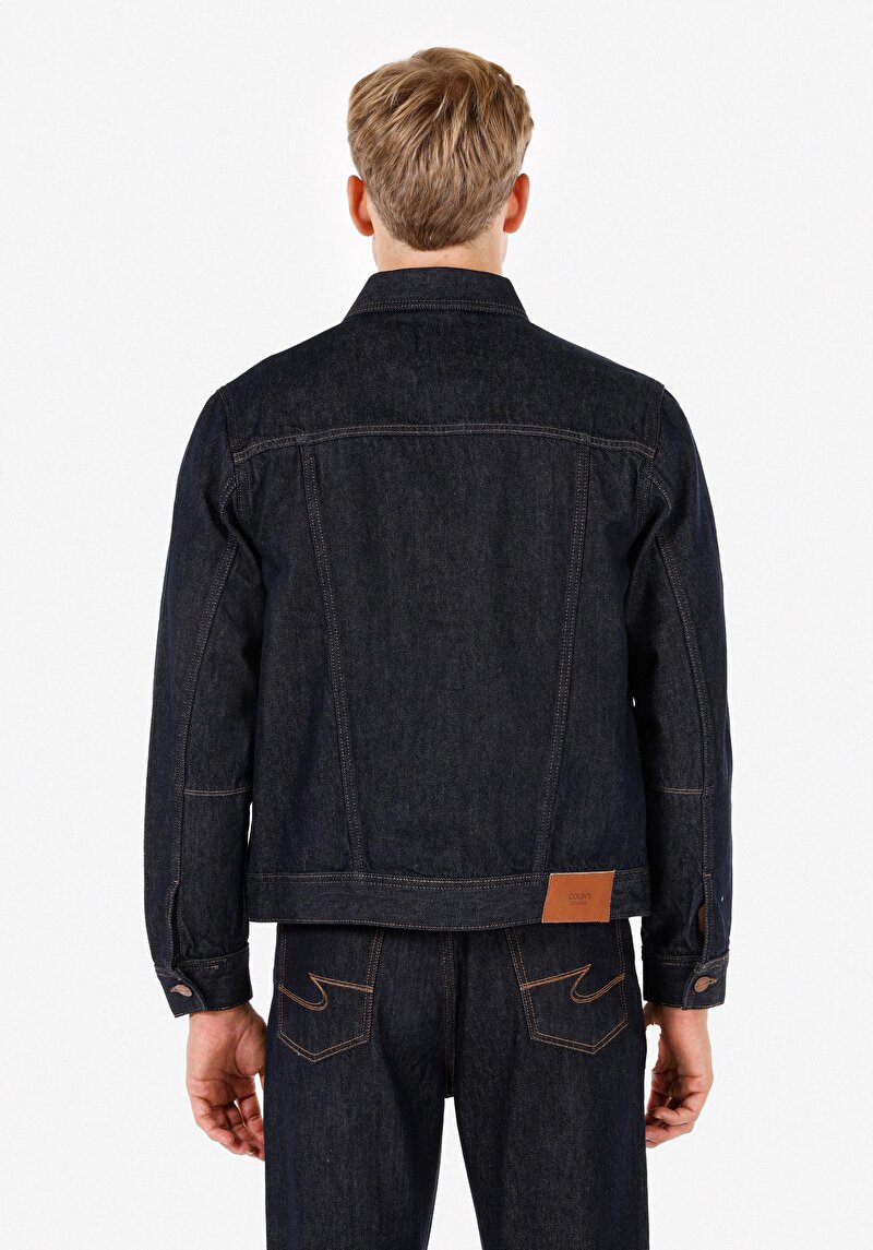 Regular Fit Düğmeli Astarsız Erkek Mavi Ceket