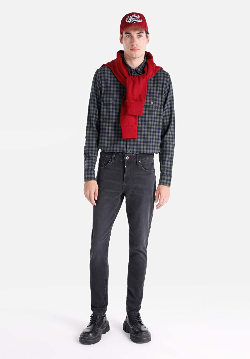 Slim Fit Düşük Bel Dar Paça Erkek Siyah Jean Pantolon