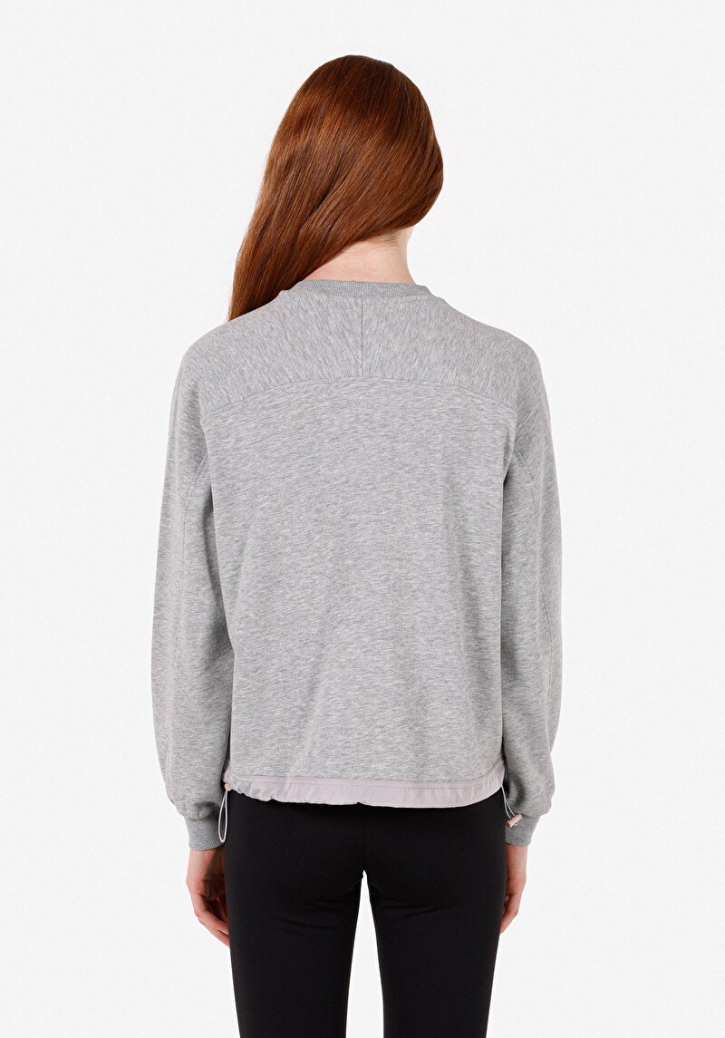 Regular Fit Yuvarlak Yaka  Kadın Gri Sweatshirt