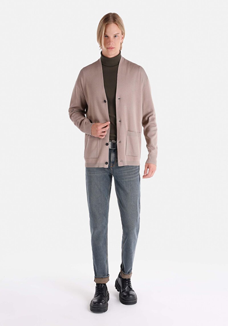 Comfort Fit Erkek Bej Hırka