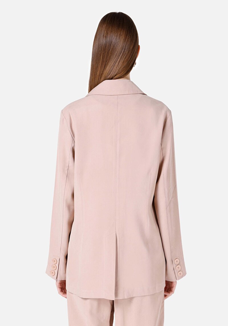 Regular Fit Düğmeli Astarlı Kadın Pembe Ceket
