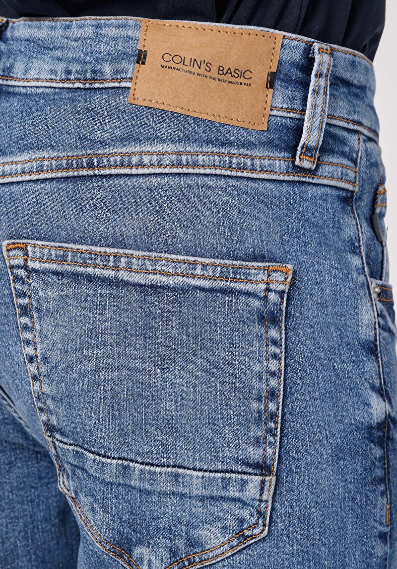 Slim Fit Düşük Bel Dar Paça Erkek İndigo Jean Pantolon