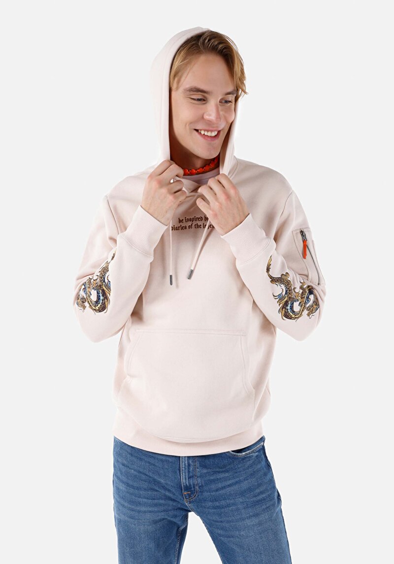 Regular Fit Erkek Ekru Sweatshirt