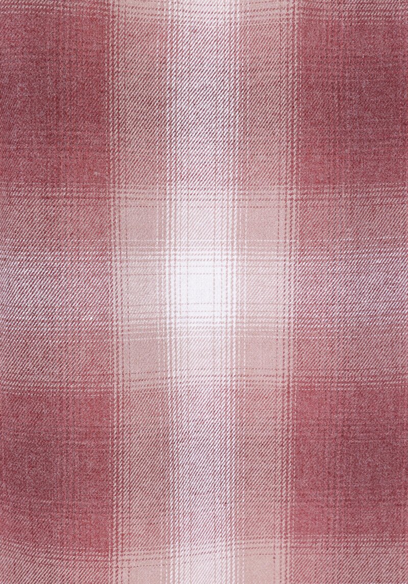 Regular Fit Shirt Neck Ekoseli Kadın Pembe Uzun Kol Gömlek