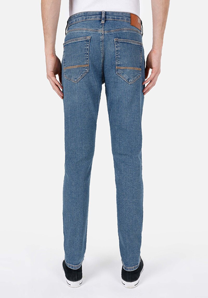 Slim Fit Erkek İndigo Jean Pantolon
