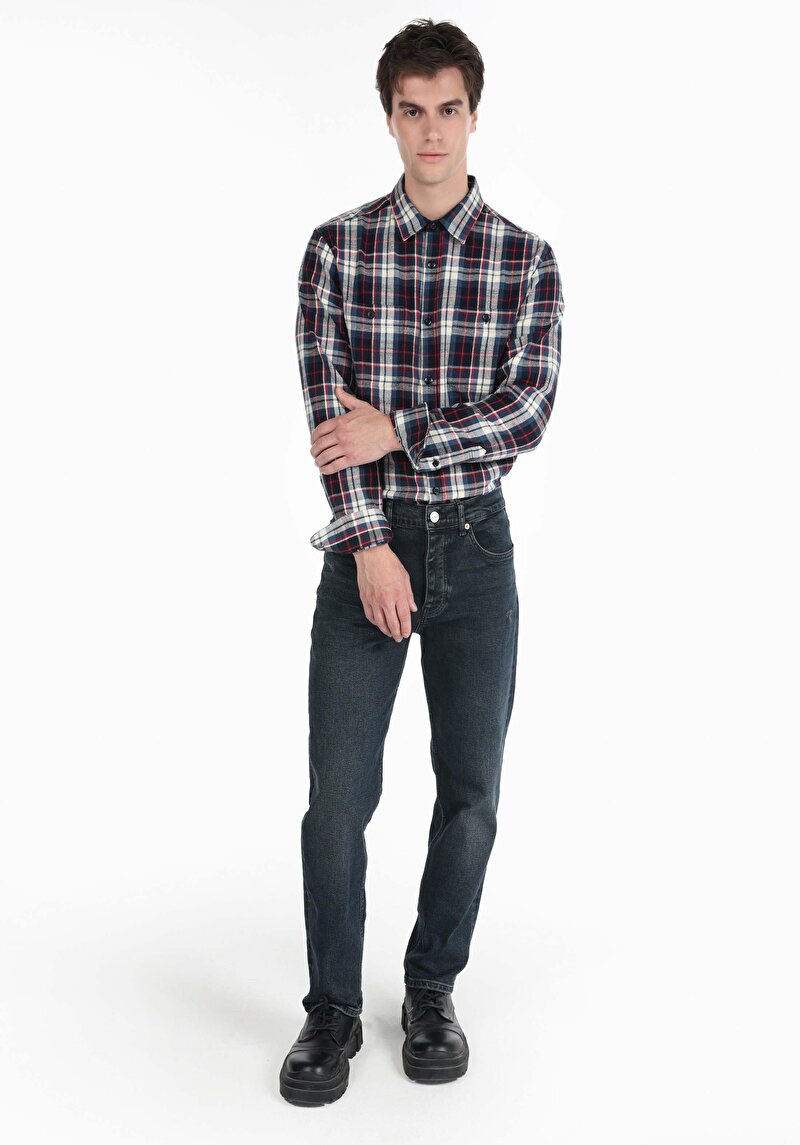 Loose Straight Fit   Erkek İndigo Jean Pantolon