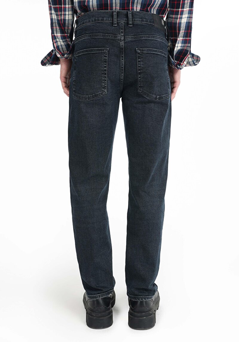 Loose Straight Fit   Erkek İndigo Jean Pantolon