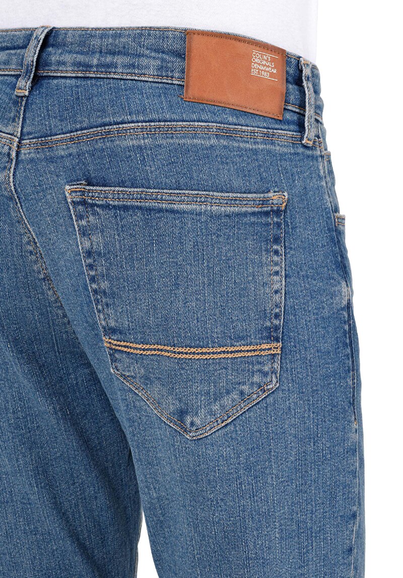 Slim Fit   Erkek İndigo Jean Pantolon