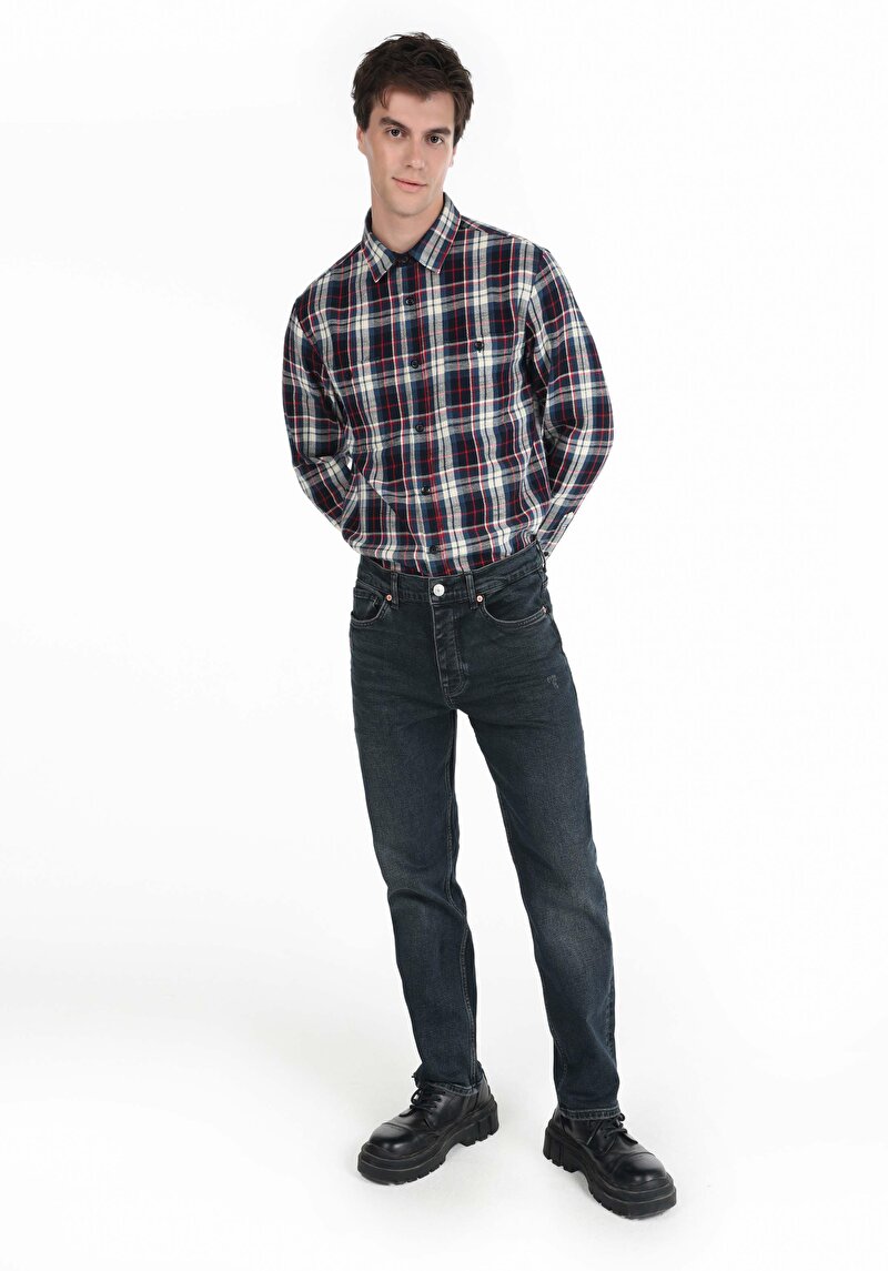 Loose Straight Fit   Erkek İndigo Jean Pantolon