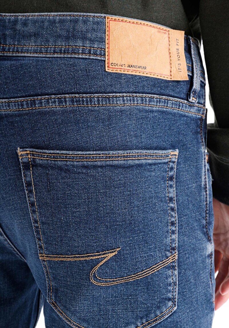 Straight Fit Düşük Bel Düz Paça Erkek Lacivert Jean Pantolon