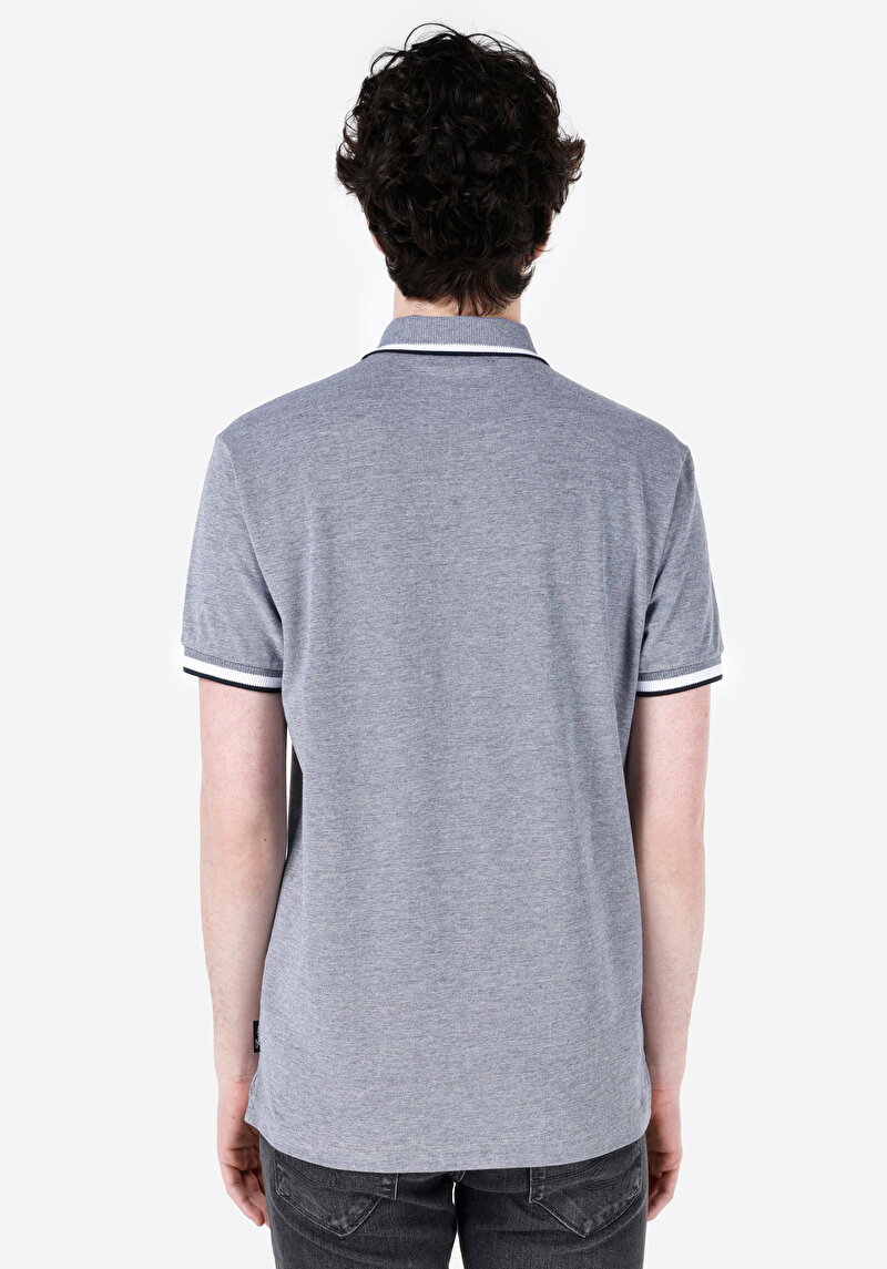 Regular Fit Polo Yaka Pamuklu Düz Erkek Lacivert Kısa Kol Tişört