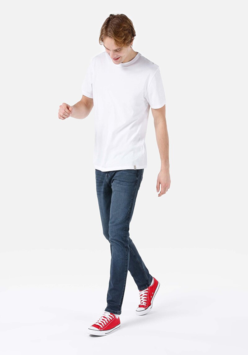 Straight Fit Erkek Koyu İndigo Denim Jean Pantolon