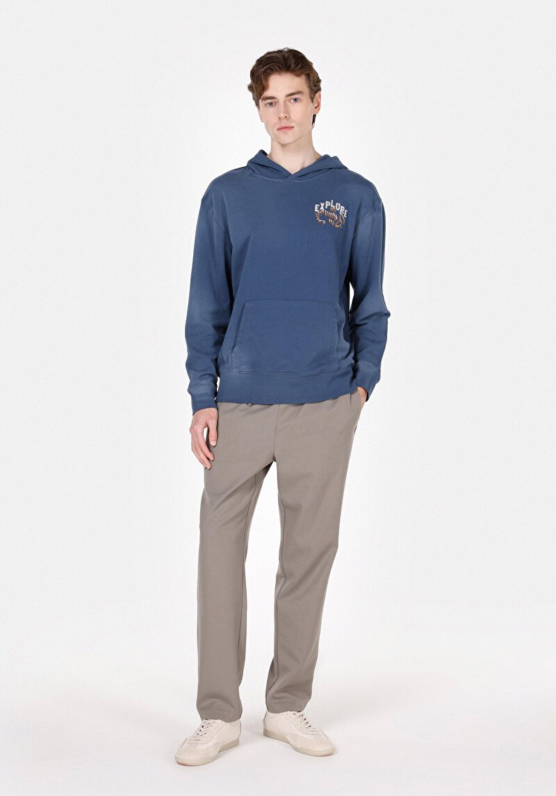 Regular Fit Orta Bel Düz Paça Erkek Yeşil Pantolon