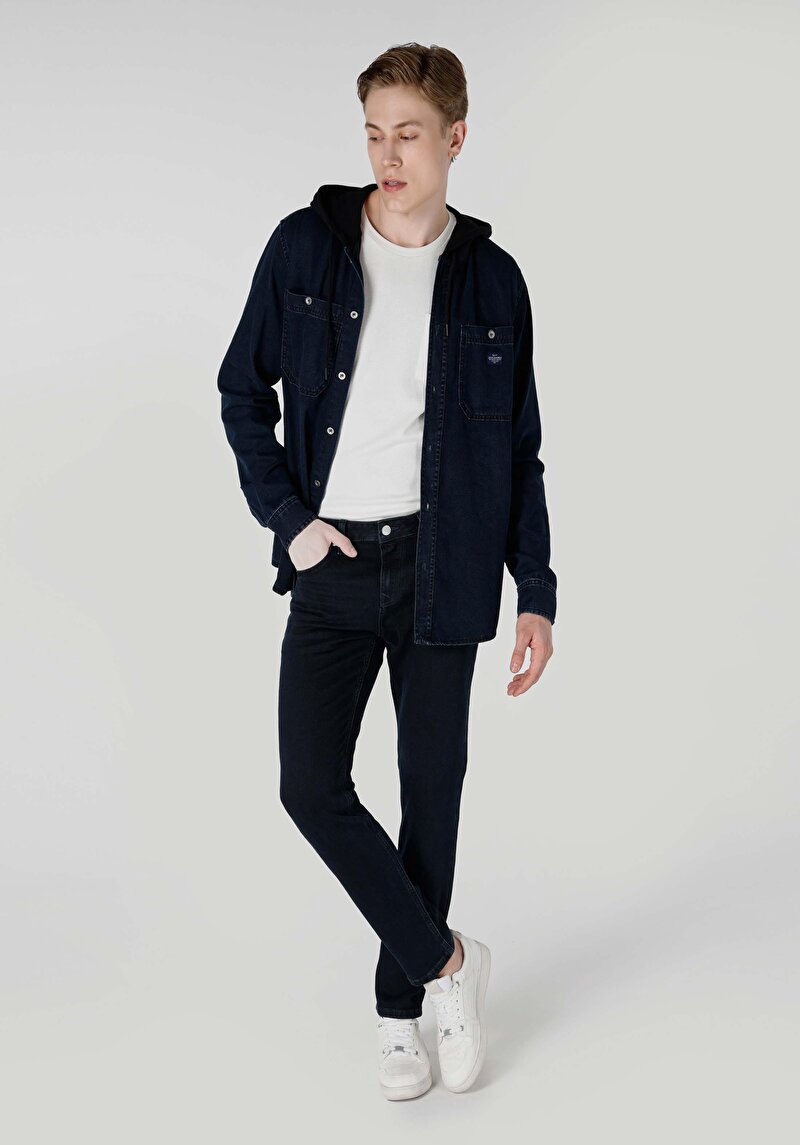 Straight Fit Düşük Bel Düz Paça Erkek İndigo Jean Pantolon