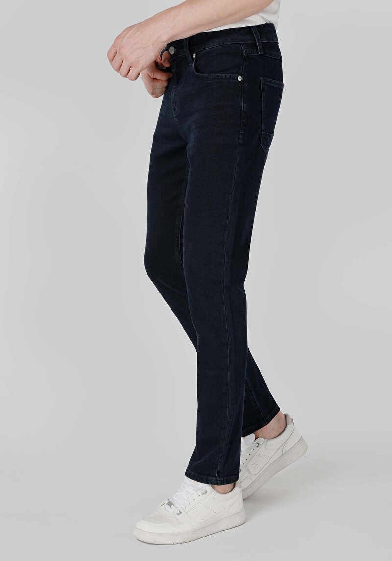 Straight Fit Düşük Bel Düz Paça Erkek İndigo Jean Pantolon