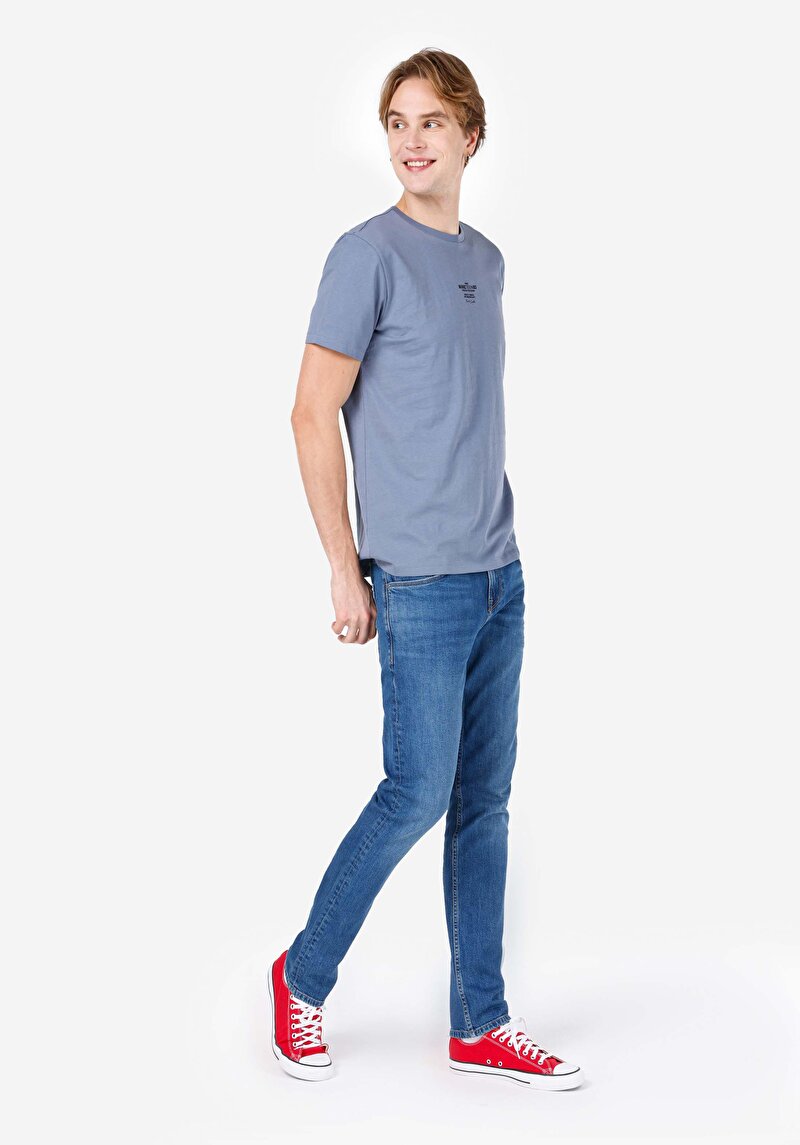 Straight Fit Erkek İndigo Jean Pantolon