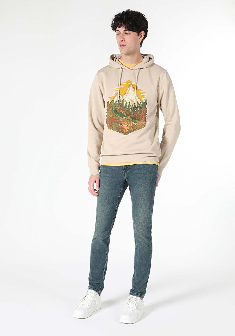 Regular Fit Erkek Bej Sweatshirt
