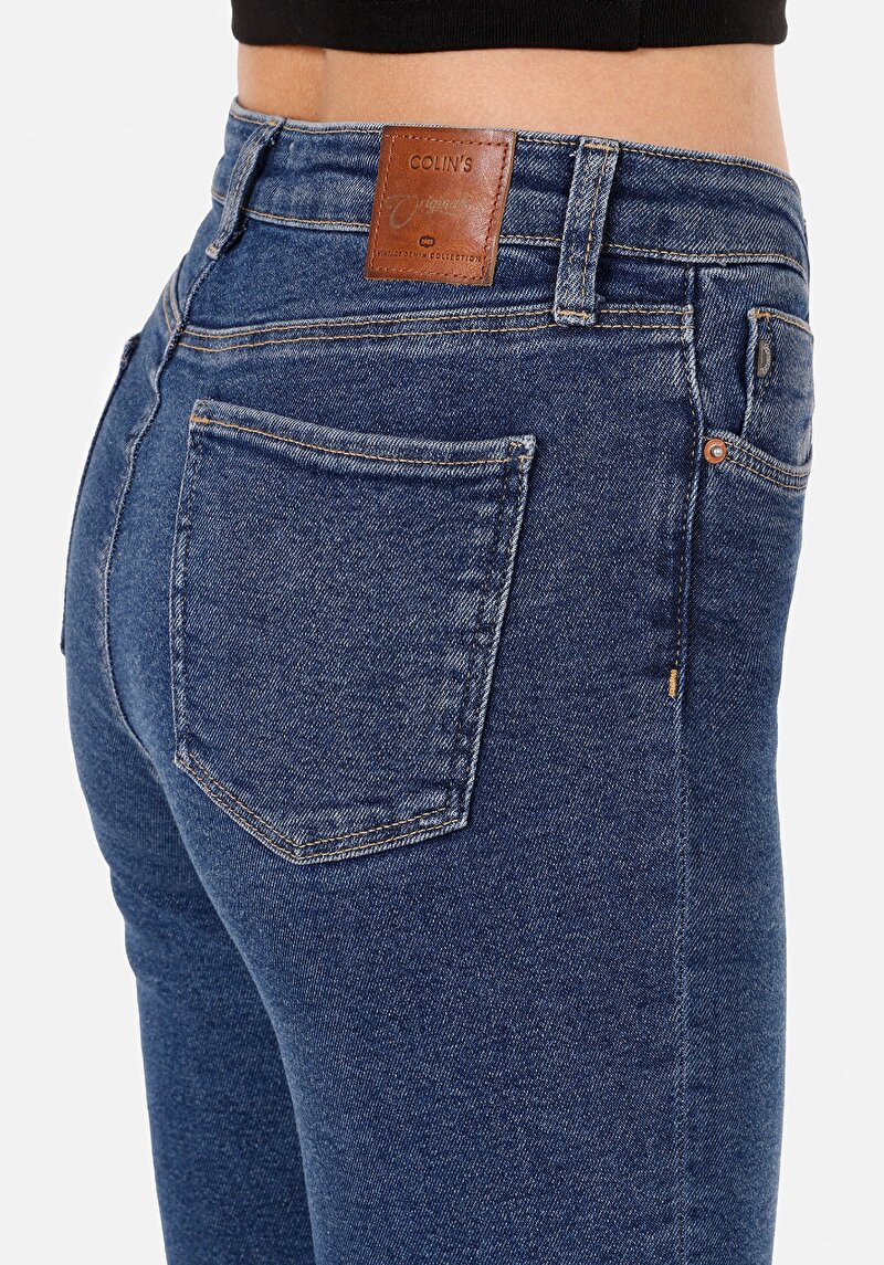 Skinny Fit Orta Bel Dar Paça Kadın Denim Jean Pantolon