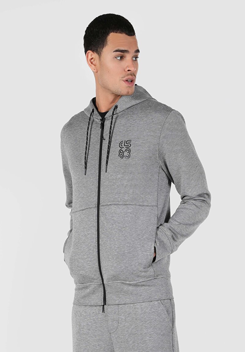 Slim Fit Örme Erkek Gri Ceket