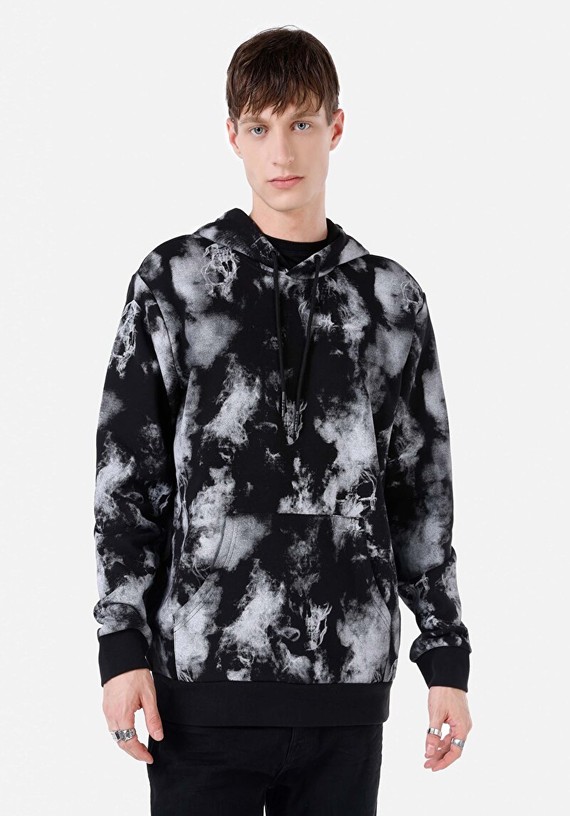 Regular Fit Erkek Siyah Sweatshirt