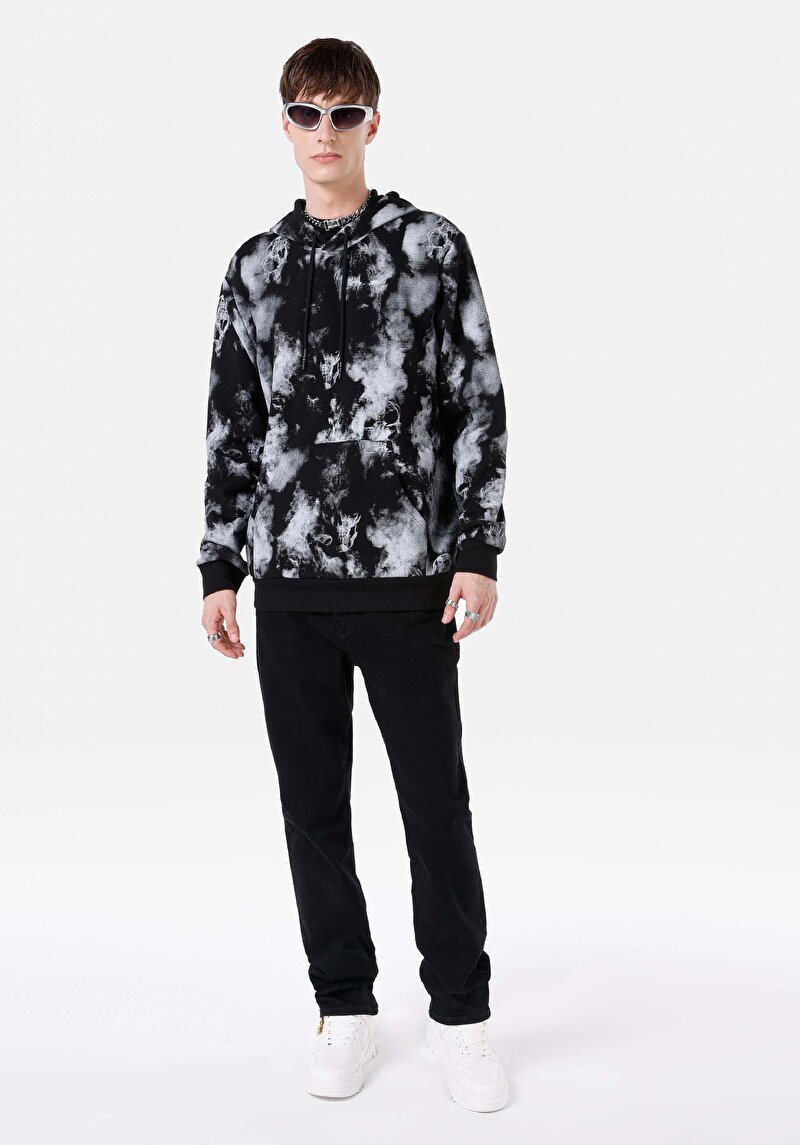 Regular Fit Erkek Siyah Sweatshirt