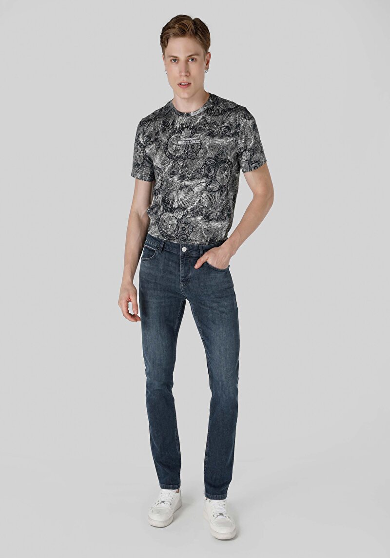 Straight Fit Erkek Koyu İndigo Jean Pantolon