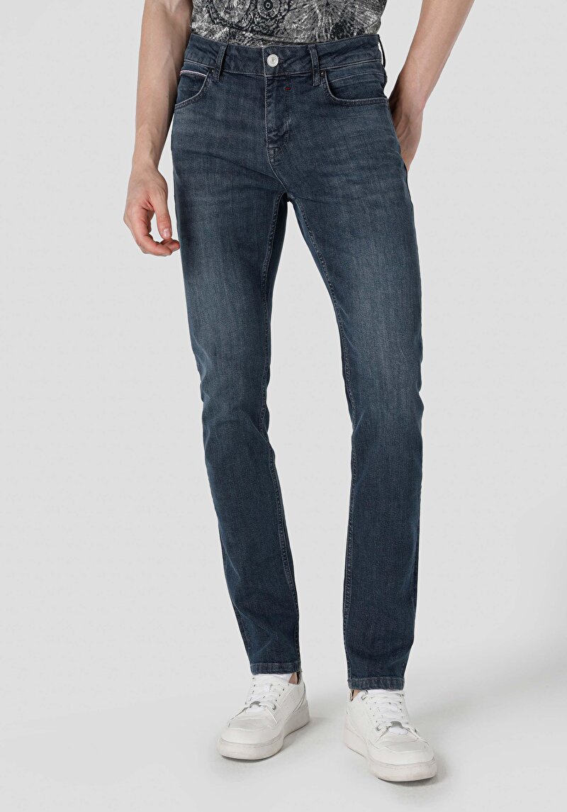 Straight Fit Erkek Koyu İndigo Jean Pantolon