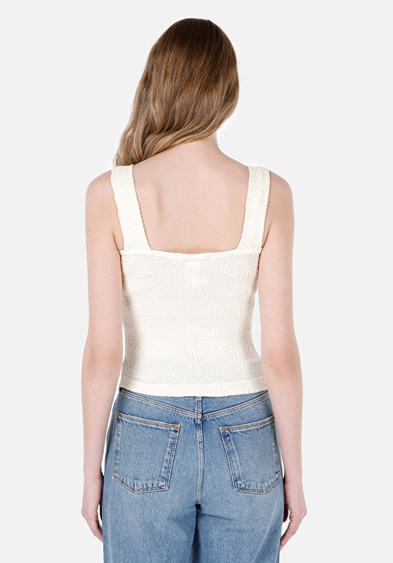 Slim Fit Kadın Ekru Atlet