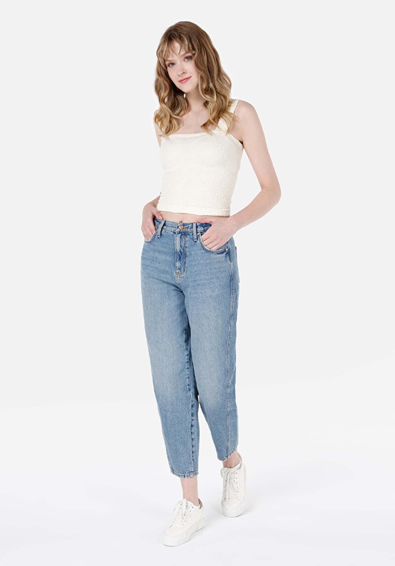 Slim Fit Kadın Ekru Atlet