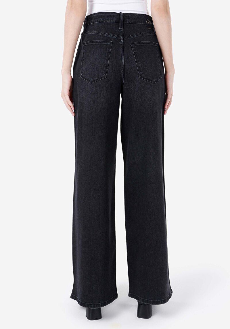 Regular Fit Kadın Siyah Denim Jean Pantolon