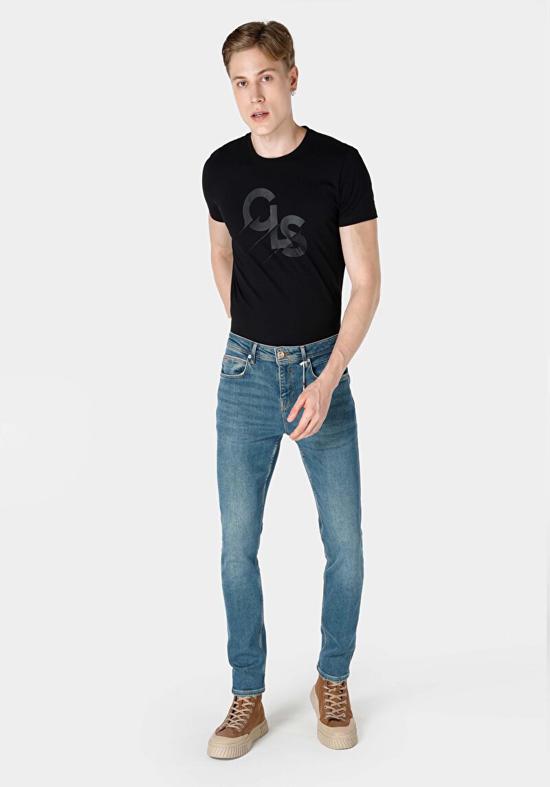 Straight Fit Düşük Bel Düz Paça Erkek Yeşil Jean Pantolon